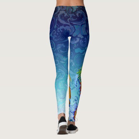 Drache-Boot - Golddrache im Wasser Leggings (Rückseite)