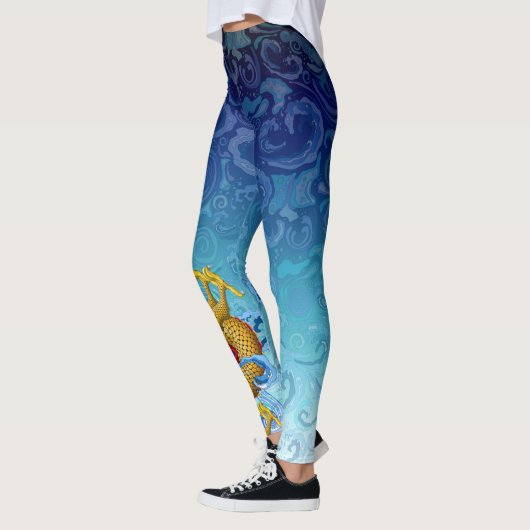 Drache-Boot - Golddrache im Wasser Leggings (Links)