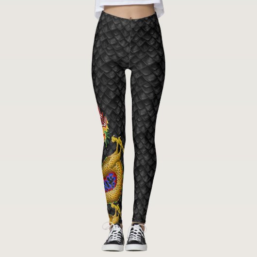Drache-Boot Legging großer Golddrache Leggings (Vorderseite)