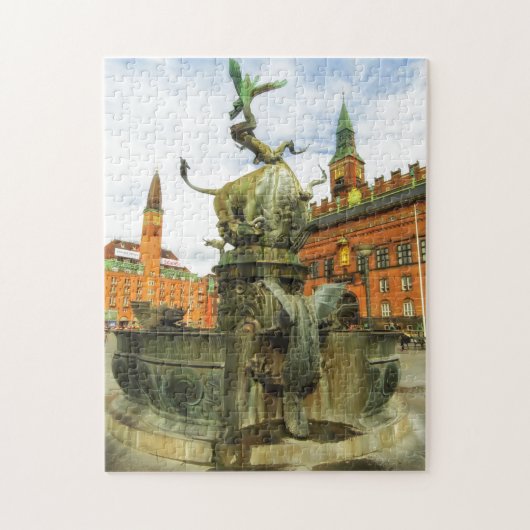 Drache-Brunnen in Kopenhagen Puzzle (Vertikal)