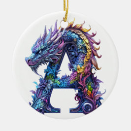 Drache - Buchstabe A Keramikornament