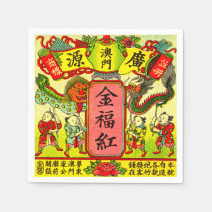 Drache Chinesisches Neujahrs-Vintage-Kracher-Etike Serviette