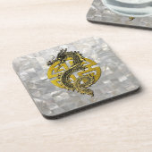 Drache chinesisches Symbol Perlmutt-Muster Getränkeuntersetzer (Linke Seite)