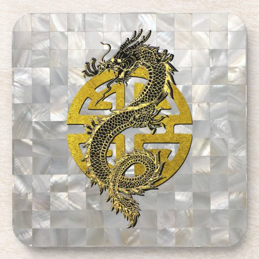 Drache chinesisches Symbol Perlmutt-Muster Getränkeuntersetzer (Vorderseite)