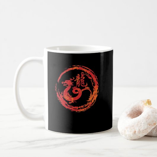 Drache chinesisches Tierkreiszeichen Kaffeetasse (Mit Donut)