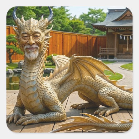 Drache der Balance Quadratischer Aufkleber (Vorderseite)