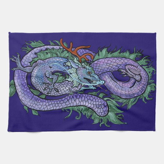 Drache der Blauen Ewigkeit Geschirrtuch (Horizontal)