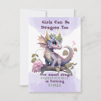 Drache der drei Jahre alten Girl Einladung