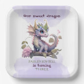 Drache der drei Jahre alten Girl Pappteller (Vorderseite)