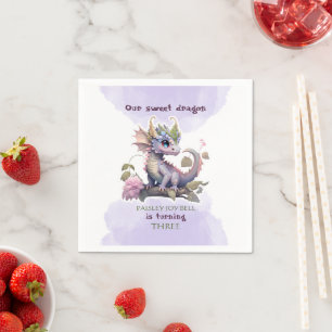 Drache der drei Jahre alten Girl Serviette