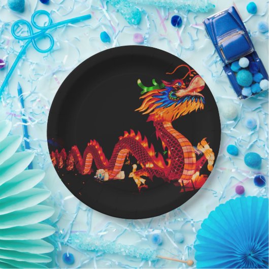 Drache der glühenden Chinesischen Parade Pappteller (Party)
