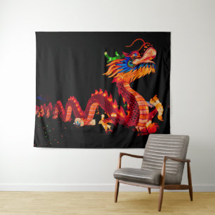 Drache der glühenden Chinesischen Parade Wandteppich