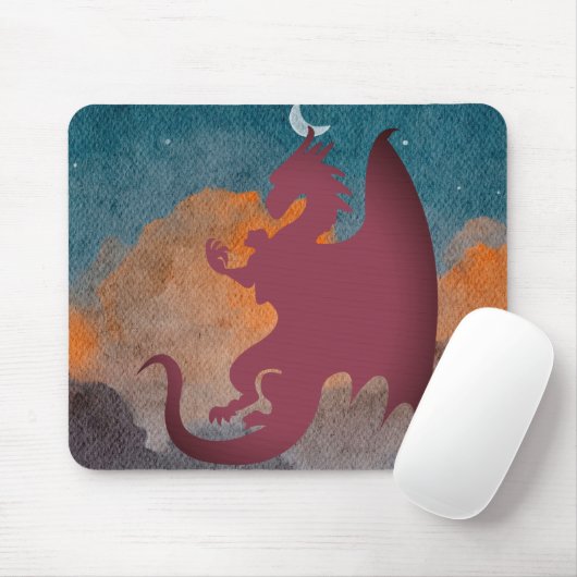 Drache, der in der Nachtmaus fliegt Mousepad (Mit Mouse)