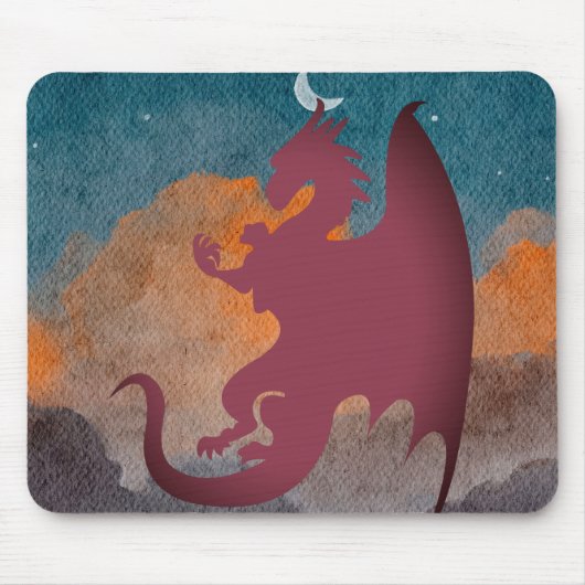 Drache, der in der Nachtmaus fliegt Mousepad (Vorne)