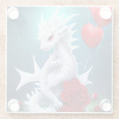 Drache der Liebe White Valentine Glasuntersetzer (Rückseite)