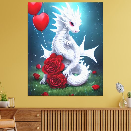 Drache der Liebe White Valentine Leinwanddruck (Insitu (Wohnzimmer))