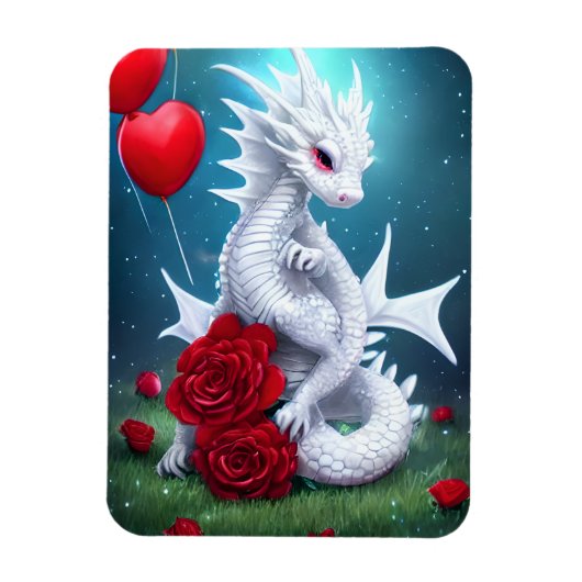 Drache der Liebe White Valentine Magnet (Vertikal)