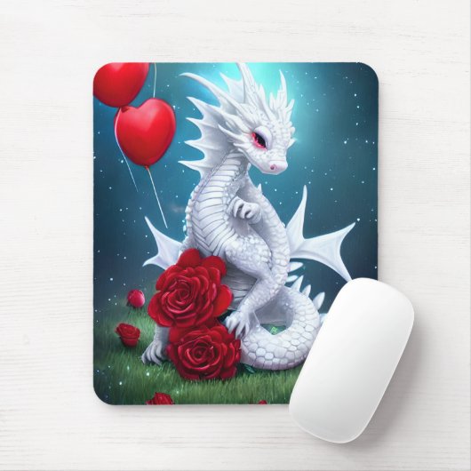 Drache der Liebe White Valentine Mousepad (Mit Mouse)