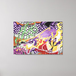 Drache der Lotus Stretched Canvas Print Leinwanddruck