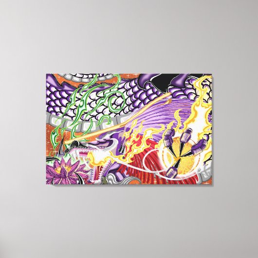 Drache der Lotus Stretched Canvas Print Leinwanddruck (Vorderseite)