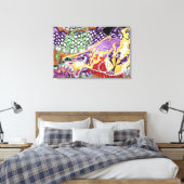 Drache der Lotus Stretched Canvas Print Leinwanddruck (Insitu (Schlafzimmer))