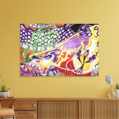 Drache der Lotus Stretched Canvas Print Leinwanddruck (Insitu (Wohnzimmer))