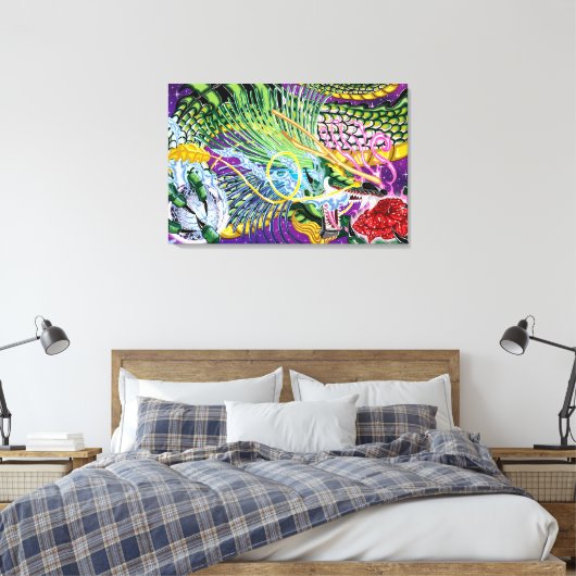 Drache der Rose Stretched Leinwand Art Prints (Insitu (Schlafzimmer))