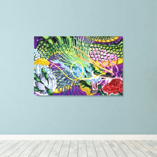Drache der Rose Stretched Leinwand Art Prints (Insitu (Holzboden))