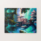 Drache, der Schloss schützt Puzzle (Horizontal)