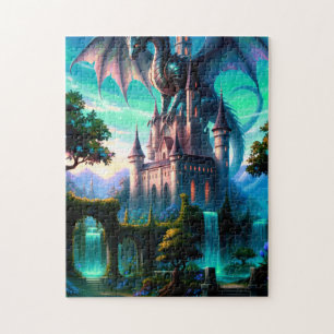Drache, der Schloss schützt Puzzle
