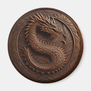Drache der simulierten Holzschnitzerei Magnet