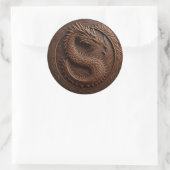 Drache der simulierten Holzschnitzerei Runder Aufkleber (Tasche)