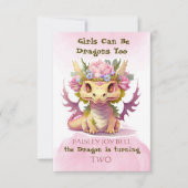 Drache der zwei Jahre alten Girl Einladung (Vorderseite)