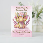 Drache der zwei Jahre alten Girl Einladung (Stehend Vorderseite)