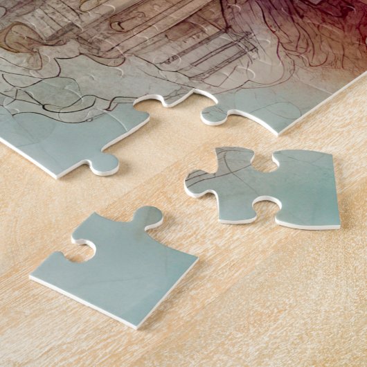 Drache, die über die Wasserfarbe der Stadt fliegen Puzzle (Seite)