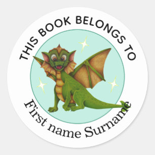 Drache Dieses Buch gehört Personalisiert Runder Aufkleber