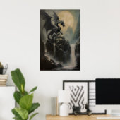 Drache DND-Wandkunst, Fantasy-Ölgemälde, dunkel Poster (Heimbüro)