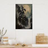 Drache DND-Wandkunst, Fantasy-Ölgemälde, dunkel Poster (Küche)