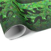 Drache-Drache-Schwarzes und Grün Geschenkpapier (Rolleneckpunkt)