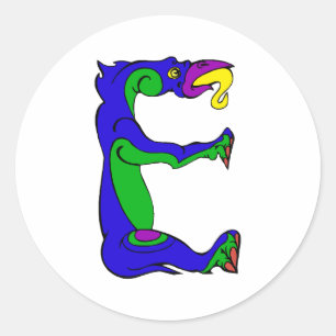 Drache E Runder Aufkleber