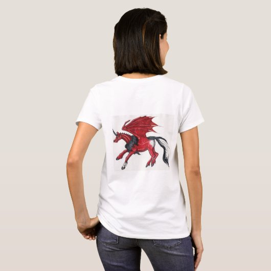 Drache-Einhorn T-Shirt (Schwarz voll)