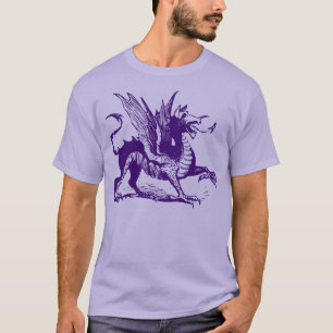 Drache Engraving - Tiefes Purpur T-Shirt