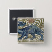 "Drache" Entwurf für eine Fliese (w/c auf Papier) Button (Vorne & Hinten)