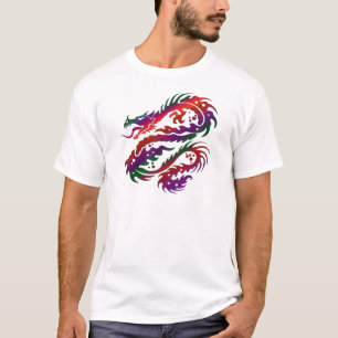 Drache-Entwurf - Multi-Vibrierende Farbkunst T-Shirt