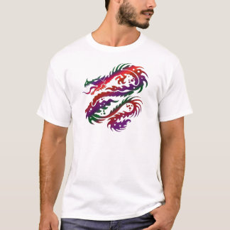 Drache-Entwurf - Multi-Vibrierende Farbkunst T-Shirt