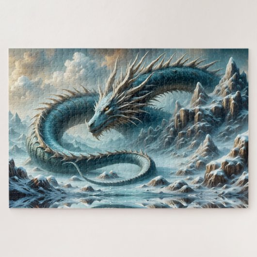 Drache erwacht in einer eisigen Welt Puzzle (Horizontal)