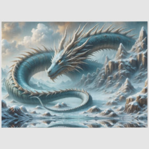 Drache erwacht in einer eisigen Welt Seidenpapier
