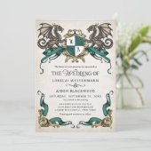 Drache Fantasy Schild Hochzeit Einladung (Stehend Vorderseite)