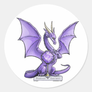Drache Februars Birthstone - Amethyst Runder Aufkleber