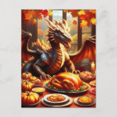 Drache feiert Erntedankfest Postkarte (Vorderseite)